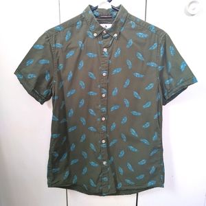 Denim & Flower green short sleeve button down, small